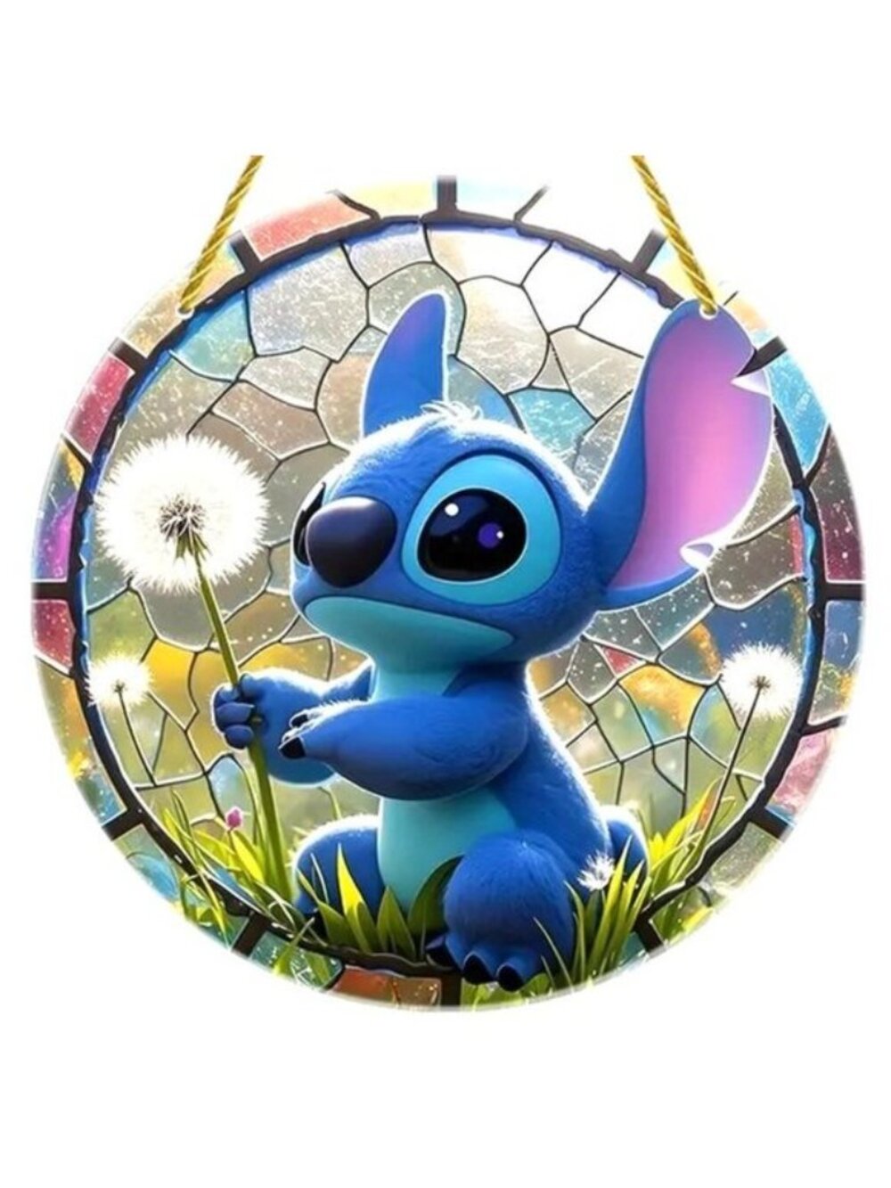 Suncatcher Stitch Disney Hanging Window Decor Colorful Lilo Dandelion Wish Cute